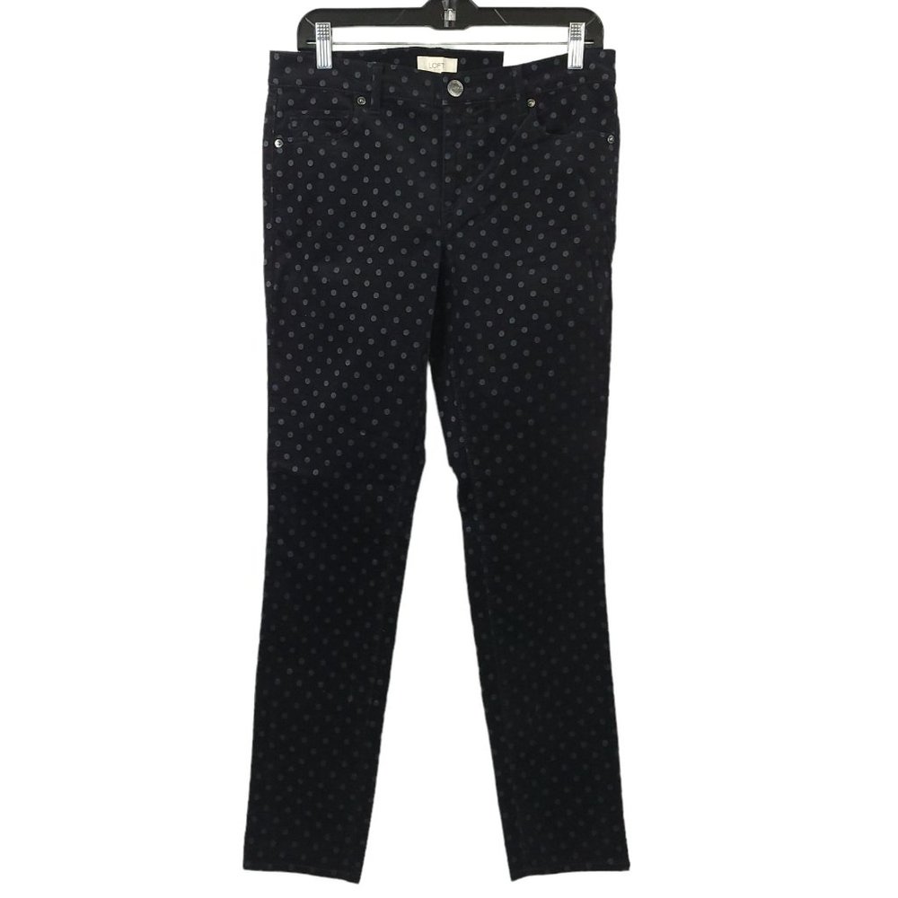 Loft Outlet Modern Skinny Black Velvet Gray Dot Jeans Womens Size 8 Pants NEW